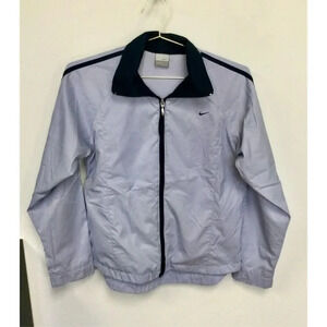 Vintage Nike Womens Light Blue Navy Lined Zip Up Windbreaker Jacket Size Medium